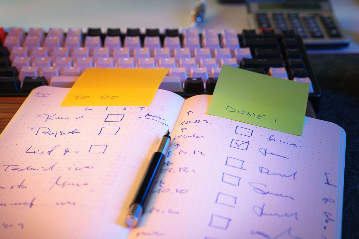 An organized checklist on a work desk